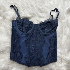 Corset Top in Navy Blue Lace